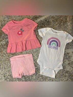 5 for‎ $25🔥Wonder Nation/ Onesies Set of 3 Outfit Baby Girls 3-6M